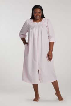 Seersucker Long Robe - Keep it classic with our long seersucker robe featuring an embroidered neckline, zippered front, and pockets. Designed in the US - Our women's robes are built with lasting quality in mind. We take the time to durably construct our women's sleepwear with the best materials and quality stitching. Classic, luxurious, beautiful designs that don’t just transcend the moment; they make the moment. Wide Range of Sizes - Offering a well-fitting, luxury night robe from our wide rang Birthday Club, Women's Sleepwear, Embroidered Neckline, Womens Robes, Pink Turquoise, Sleepwear Women, Front Zipper, Beautiful Design, Lounge Wear