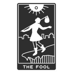 Tarot card the fool cut out PNG Design The Fool Tarot Card Tattoo Design, Fool Tattoo Tarot, The Fool Tarot Card Art Minimalist, Tarot Cards The Fool Art, Tarot Card The Fool, The Fool Tarot Black And White, The Fool Tarot