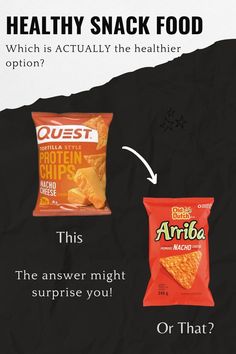 an advertisement for chips with the caption'healthy snack food which is actually the healthier option? '