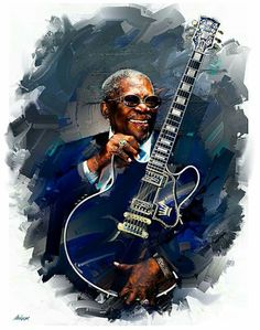 the poster for b b king's concert with an image of him holding a guitar