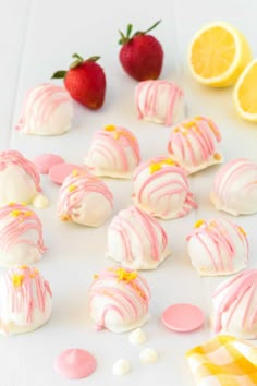 there are many candys that have been made to look like lemons and strawberries