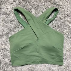 Nwot Lululemon Nulu Wrap Front Longline Bra *Green Twill Womens Size 4 Color Is Green Twill Light Support A/B Cup Material Is Nulu Padding Included In Perfect Condition Reasonable Offers Are Welcome!! #Workout #Dance #Yoga #Sportsbras #Summer Workout Dance, Dance Yoga, Longline Bra, B Cup, Long A Line, Lululemon Athletica, Size 4, Womens Sizes, Womens Tops