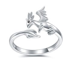 PRICES MAY VARY. 🐉 Design concept 🐲 The ring features a small dragon design, which is intricately crafted and highly detailed. The dragon symbolizes strength, power, and good luck, making it a meaningful and stylish piece of jewelry 💖 High-quality metal 💖 The ring is made of 925 sterling silver, which is a high-quality and durable alloy that contains 92.5% pure silver and 7.5% other metals to enhance its strength and durability 💖 Adjustable dragon ring 💖 The ring is available in sizes five