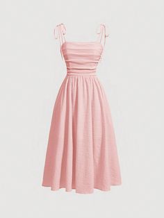 Rosa Casual Collar sin mangas Tela tricotada Liso Tirantes Embellished No-Elástico Pink Confirmation Dresses, Semi Formal Pink Dress, Simple Pink Dress Casual, Shein Cami Dress, Pink Grad Dresses Grade 8, Pastel Pink Dress Casual, Pink Outfits Dress, Light Pink Dress Casual, Pink Dress Simple