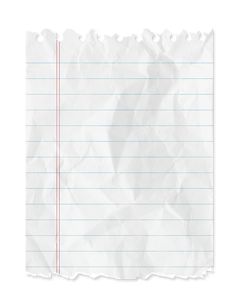 a piece of lined paper with red lines on it, isolated against a white background