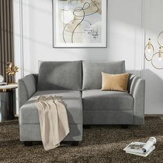 a living room scene with focus on the corner sofa