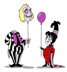 two cartoon characters holding balloons in their hands