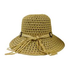 Natural color. 3" wide brim. Paper string accent with loops. One size fits most. Adjustable Beige Straw Boater Hat, Wide Brim Paper Straw Bucket Hat For Spring, Woven Straw Cloche Hat With Short Brim, Adjustable Woven Fedora For Beach Season, Casual Adjustable Woven Straw Hat, Lightweight Paper Straw Hat For Vacation, Adjustable Open Weave Hat With Curved Brim, Woven Straw Bucket Hat With Flat Brim, Woven Straw Bucket Hat With Brim