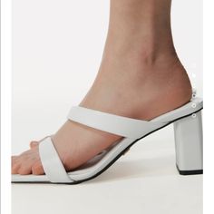 Zara Leather Strappy Sandals Basic And Comfortable White Mules With Heel Loop For Spring, Summer Leather Block Heel Shoes, Summer Heels With Wrapped Heel In Synthetic, Chic Synthetic Sandals For Day Out, White Mules With Heel Strap For Summer, Trendy Strappy Synthetic Sandals, Strappy Synthetic Sandals For Day Out, White Casual Sandals For Evening, Casual White Sandals For Evening