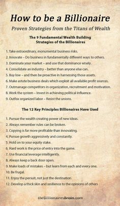 a poster with instructions on how to be a billionaire