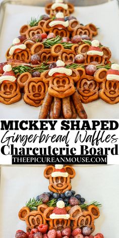 mickey shaped gingerbread waffles are arranged in the shape of a christmas tree