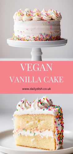 Vegan Vanilla Birthday Cake Vegan Buttercream Frosting, Vegan Vanilla Cake, Vegan Buttercream, Torte Cupcake, Vegan Cake Recipes, Vanilla Cake Recipe, Cake Vegan, Vanilla Flavor, Vegan Cakes