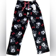 Super Fuzzy, Never Worn, Disney Minnie Mouse Pajama Pants! Minnie Mouse Pijama Pants, Casual Mickey Mouse Bottoms For Loungewear, Disney Cotton Loungewear Pants, Disney Cotton Pants For Loungewear, Cartoon Pajama Pants, Vintage Pajamas, White Sweatpants, Floral Lingerie, Vintage Nightgown