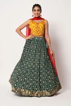 Art Silk Embroidery Lehenga Choli LD054112239 Bottle Green Lehenga, Green Lehenga Choli, Engagement Lehenga, Lehenga Blouse Designs, Salwar Dress, Green Lehenga