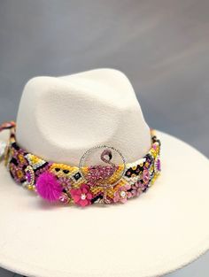 Beautiful Hand Made Beaded Hat Band. *hat is not included* Bohemian Adjustable Sun Hat For Party, Multicolor Beaded Party Hats, Bohemian Brimmed Party Hat, Multicolor Bead Cap Hats For Festivals, Multicolor Bead Caps Hats For Festival, Bohemian Brimmed Hat For Parties, Multicolor Festival Hats With Bead Caps, Multicolor Beaded Caps Festival Hats, Multicolor Bead Caps Festival Hats