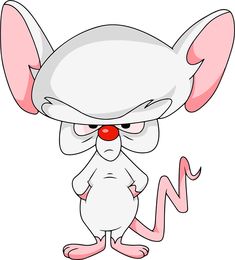 a cartoon mouse with red eyes and pink ears