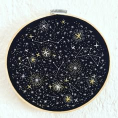 an embroidery project with stars in the sky