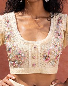 Lover Crop Top Vacation Swimwear, Look Rose, Beaded Top, Fine Fabric, Peek A Boo, Luxury Vacation, Jewelry And Accessories, Fashion Luxury, Outfits Casuales