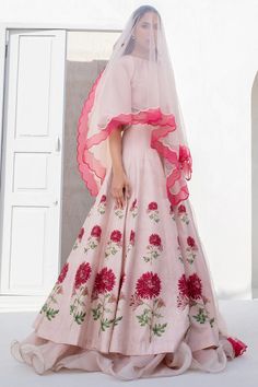 Baby Pink Silk Choli With A Printed Self Jamawar Lengha Jamawar Lehnga, Baby Pink Silk, Floral Belt, Boutique Dress Designs, Net Dupatta, Designer Dresses Indian, Party Wear Dresses, Printed Silk, How To Dye Fabric