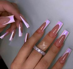 Cursos profissionalizantes de unhas com vídeo-aula 100% on-line. Drip Nails, Edgy Nails, Long Square Acrylic Nails, Ideas Nails, Pink Nail, Pink Acrylic Nails, Square Acrylic Nails, Fire Nails, Pretty Acrylic Nails