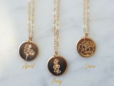 ∙ ∙ S M A L L ∙ B I R T H ∙ F L O W E R ∙ N E C K L A C E ∙ ∙ Dainty hand stamped birth flower necklace. You choose the amount of disc you want and which flowers. Each necklace is hand stamped by individual flower with a hammer and a metal stamp. With this process, pieces will not be exactly the same. Each necklace is unique in its own way. Made with the following: CHOOSE ONE: 11mm Gold Filled Disc (you choose how many discs you want) 14K Gold Filled Findings 14K Gold Filled Spring Clasp 14K Gol Birth Flower Necklace, Gold Vermeil Jewelry, Vermeil Jewelry, Mom Necklace, Birth Flower, Silver Spring, Birth Flowers, Gold Filled Jewelry, Gold Filled Chain