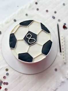 a cake with a soccer ball on it