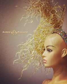 Completely show-stopping gold headpiece will have all eyes on you at your special event. Perfect for race day or wedding!    More looks: https://www.youtube.com/watch?v=olWoWkfFQiA Made in the USA *FREE SHIPPING Handmade   in Southern California For more STATEMENT JEWELRY and HANDMADE HATS go to www.aimeefuller.com Aimee Fuller has been a trusted online seller since 1999, and is excited to bring her creations back to Etsy.  Though often copied by hobbyists and even high-end department stores, discriminating fashionistas from all walks of life count on Aimee's pieces to lead the trends and make one-of-a-kind statements in their ensembles, fashion shoots, and style shows. You can also see her designs on everyone from judges to Real Housewives; from news anchors to Hollywood stylists; and fro Gold Costume Hat With Tall Crown, Gold Tall Crown Costume Hat, Gold Costume Hat With Tall Crown For Parties, Gold High Crown Costume Hat, Gold Adjustable Costume Hats For Carnival, Gold Adjustable Headpiece With Structured Crown, Gold Crown Headpiece For Carnival, Gold Crown Headpieces For Party, Adjustable Glamorous Gold Headpieces