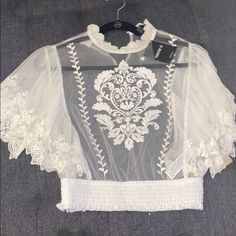 Medium Spring Lace Crop Top For Night Out, Sheer Lace Crop Top For Spring, Spring Trendy Lace Top Blouse, Summer Sheer Lace Crop Top, Sheer Lace Crop Top For Summer, Forever 21 Tops For Spring Night Out, Chic Sheer Crop Top For Spring, Forever 21 Tops For Night Out In Spring, Trendy Lace Tops For Day Out