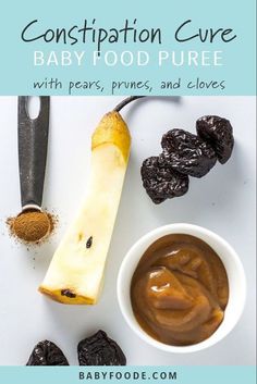 baby food puree with pears, prunes and cloves