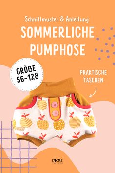 Die kurze Pumphose 2.0 ist perfekt für den Sommer! Sie hat praktische Eingrifftaschen, mehrere aufgesetzte Taschenvarianten und sie kann auch ohne Bündchenware genäht werden. Super für Jeans oder Musselin! Und mit einem verlängerten Bein und dem umgeschlagenen Saum sieht die sonst so süße Pumphose auch an den Großen auf einmal richtig gut aus. Hier kommst du direkt zu Schnittmuster & Anleitung! #schnittmuster #sommerhose #kinderhose #nähen Pumps