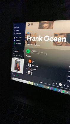 a computer screen with the words frank ocean on it