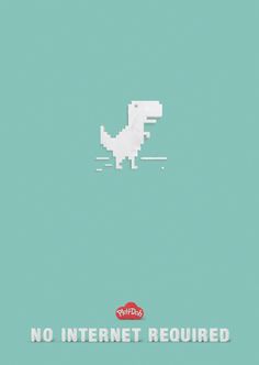 an image of a dinosaur with the words no internet required in red and white letters