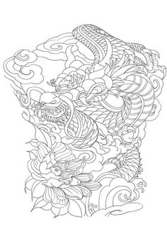 an abstract drawing with flowers and clouds in black and white, on a white background