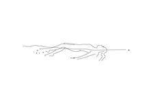 a black and white line drawing of a man diving