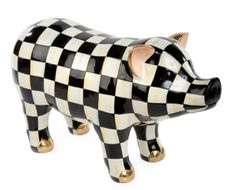 Mackenzie-Childs Checker Pig Figurine Animal | eBay Mackenzie Childs Diy, Mackenzie Childs Inspired, Modern Sofa Couch, Smart Glass, Courtly Check, Pig Figurines, Red Crown, Funky Furniture, Cow Skull