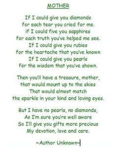 a poem written in green ink with the words mother and child on it's side