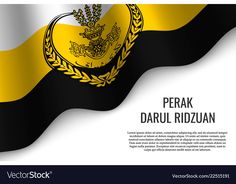 the flag of the state of perak is waving in the wind on a white background