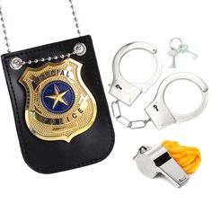 PRICES MAY VARY. What You Will Get: Our police dress-up accessory set includes handcuffs, keys, whistles and iron-on police patches. Suitable for children over 3 years old High Quality: this police badge pretend made of high quality material with well polished, no rough edges, and hefty and sturdy. Handcuffs Can be Adjustable: adjustable tightness, sufficient space flexibility, suitable for children and adults. Widely Use: police game is great for halloween parties, dress ups, role play, birthda Accessories For Dress, Halloween Cop, Police Officer Birthday, Easter Stuffers, Homecoming 2023, Officer Costume, Kids Police, Pretend Play Costumes, Firefighter Costume