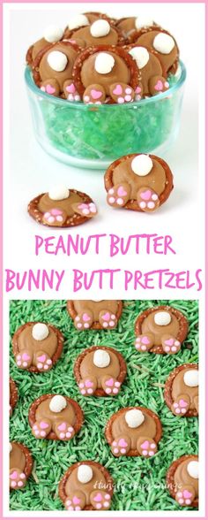 Peanut Butter Bunny Butt Pretzels make adorable additions to your Easter baskets. Party Food Kids, Food Kids, Easter Candy, Easter Dessert