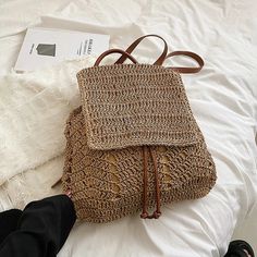 UAKISS - Women's Straw Backpack Summer Boho Bohemian Hollow Shoulder Bag Travel Bag for Women Knitted Beach Back Pack Summer Daily Use Shoulder Backpack, Summer Large Capacity Shoulder Backpack, Large Capacity Summer Backpack Shoulder Bag, Summer Shoulder Backpack For Daily Use, Casual Large Capacity Backpack For Summer, Casual Large Capacity Summer Backpack, Beige Standard Backpack For Summer, Casual Beige Tote Backpack, Brown Straw Backpack Bag For Travel