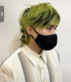 Raccoon Tail Hair Short, Moss Hair, Neon Green Hair, Short Punk Hair, Hair Stripes, Dyed Tips, Black Red Hair, Mint Hair, Men Hair Color