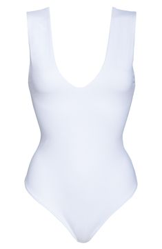 Wide straps frame this sleek and shapely bodysuit designed with a perfectly dipped neckline. V-neck Sleeveless Partially lined 88% nylon, 12% spandex Hand wash, line dry Imported Lingerie Bodysuit Style, Bodysuit Designs, Style Goals, Wide Straps, Free People, Sleek, Nordstrom, Lingerie, One Piece