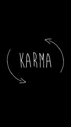 the word karma written in white on a black background