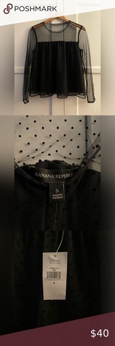 Banana Republic Babydoll Polka Dot Tulle Blouse NWT Tulle Blouse, Polyester Spandex, Banana Republic, Baby Dolls, Polka Dot, Polka Dots, Dots