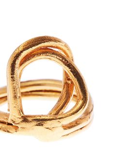 Gold-tone gold-plated bronze Lia textured ring from Alighieri featuring plated finish, textured finish and looping bands . | Alighieri Lia textured ring Unique Hand Forged Gold Stackable Rings, Hand-cast Gold Brass Rings, Hand Cast Gold Brass Ring, Gold Open Ring In Recycled Material, Gold Open Ring In Recycled Gold, Gold Open Ring With Recycled Gold, Unique Hammered Yellow Gold Rings, Elegant Hand Cast Brass Rings, Hand-forged Gold Open Ring