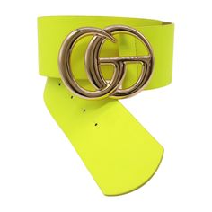 z060 Style : Fashion / Waist or HipCondition : Brand NewColor : Bright neon yellow faux leather fabric waistband + gold metal buckle Size: One Size Belt - Adjustable Can Fit Size Small - Medium Waist Size: About 29" - 37"Belt Width : Up to about 2 1/2" Very Special Fashionable Belt Beautiful For Every Day And For A Going Out Night. Introducing our Women's Bright Neon Yellow Wide Faux Leather Belt with a Gold Metal Circle Buckle – a statement accessory that adds a pop of vibrant color and chic st Trendy Gold Belts For Spring, Gold Adjustable Belt For Spring, Trendy Adjustable Gold Belt, Belt Gold, Metal Circle, Faux Leather Belts, Faux Leather Fabric, Leather Fabric, Neon Yellow