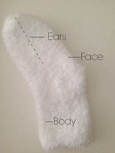 a pair of white gloves with the words ears, face and body written below it