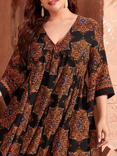 Bigger Dresses Plus Size, Plus Size Boho Clothing Dresses, Casual Dress Plus Size Lightinthebox, Luxury Rayon Dresses For Daywear, Plus Size Hobo Dress, Dress For Big Size Woman Casual, Girls Fasion, Sleeved Velvet Dress, Stylish Mehndi Designs