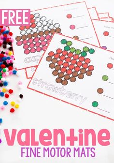 valentine's day fine motor mats with free printables for kids to color