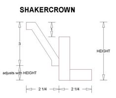 a diagram showing the height and width of a shaker crown